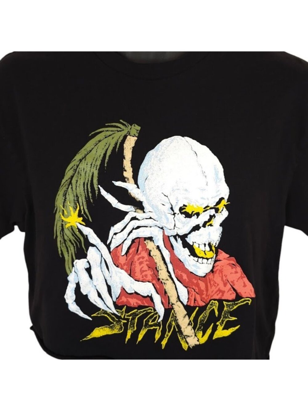 Grim Reaper Crop Top T Shirt Mens Size Medium Black Stance Palm Slayer Skull